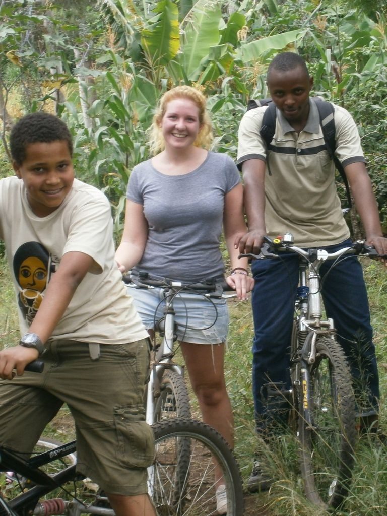 Guests setting off on mountain bikes